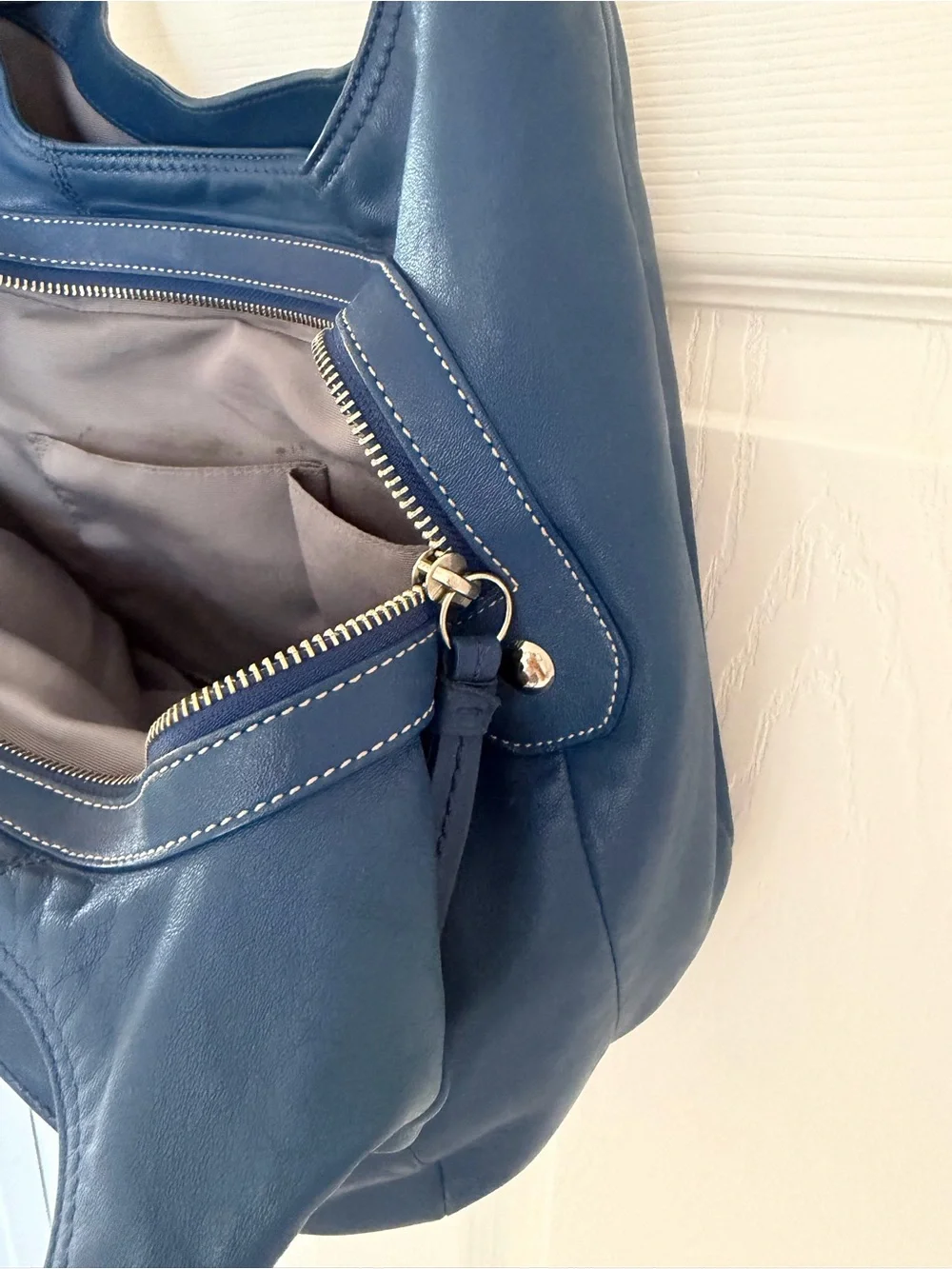 Coach Soho Pleated Leather Lynn Large Hobo Blue F15075